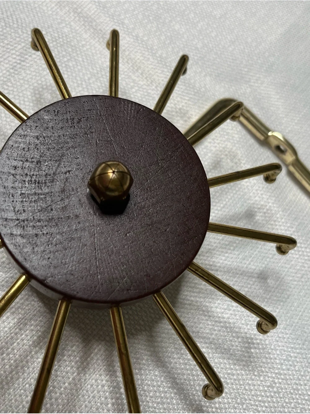 Vintage Spinning Tie Rack Closet Accessory Wood and Brass Organizer